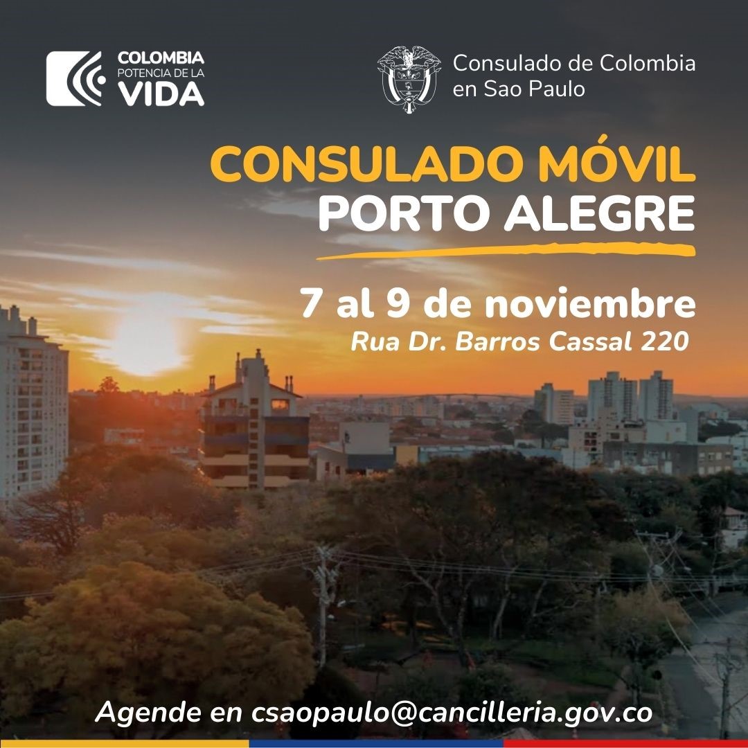 Consulado Móvil entre el 7 y 9 de noviembre en la ciudad de Porto Alegre.