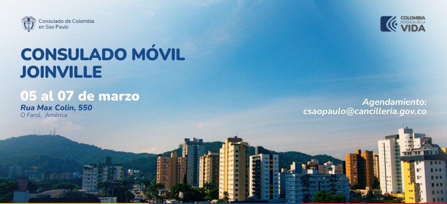 Consulado Móvil Joinville del 5 al 78 de marzo organizado por el Consulado de Colombia en Sao Paulo
