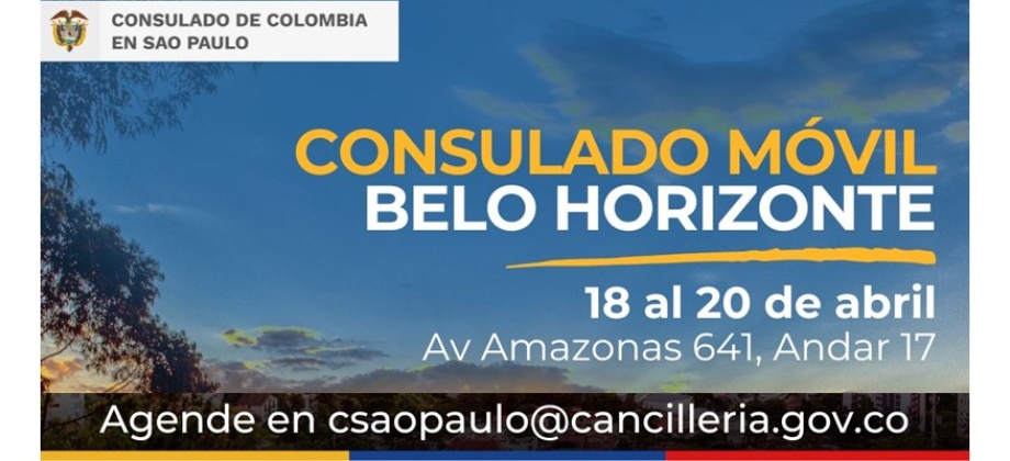 Jornada de Consulado Móvil en Belo Horizonte del 18 al 20 de abril de 2023