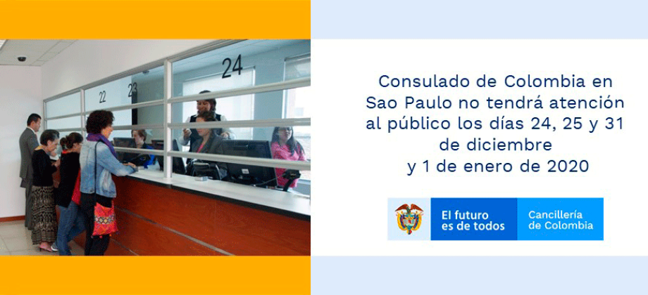 Consulado de Colombia en Sao Paulo no tendrá atención al público