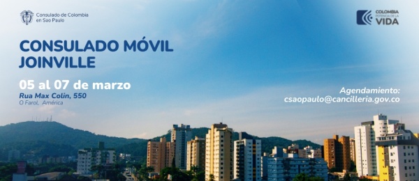Consulado Móvil Joinville del 5 al 78 de marzo organizado por el Consulado de Colombia en Sao Paulo