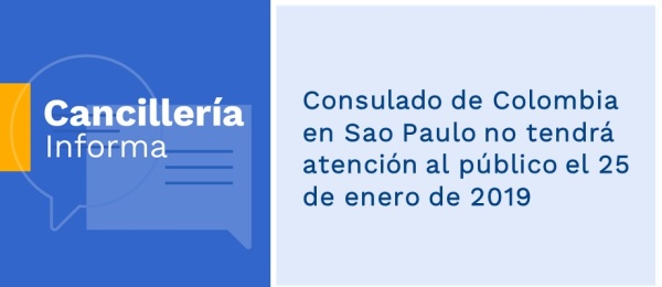 Consulado de Colombia en Sao Paulo no tendrá atención al público 
