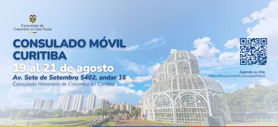 Entre el 19 y 21 de agosto se realizará el Consulado Móvil en Curitiba organizado por el Consulado de Colombia en Sao Paulo 