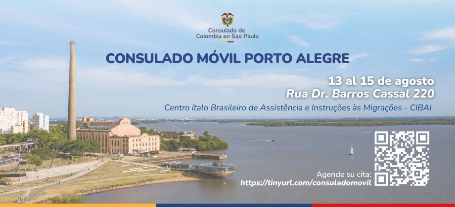 Consulado de Colombia en Sao Paulo realizará el Consulado Móvil en Porto Alegre del 13 al 15 de agosto de 2025