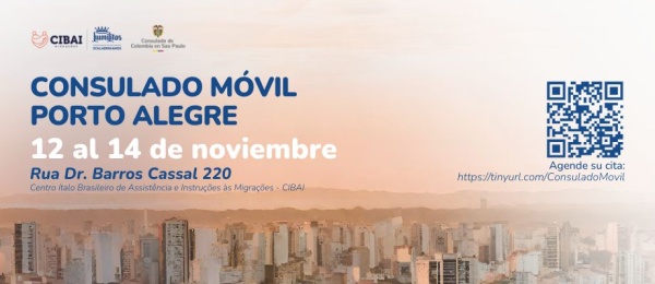 Consulado de Colombia en Sao Paulo realizará un Consulado Móvil en Porto Alegre los días 12 y 14 de noviembre de 2024 