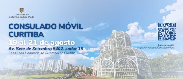 Entre el 19 y 21 de agosto se realizará el Consulado Móvil en Curitiba organizado por el Consulado de Colombia en Sao Paulo 