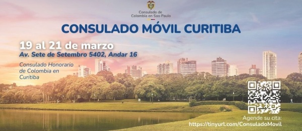 Del 19 al 21 de marzo de 2025 se realizará el Consulado Móvil en Curitiba que fue organizado por el Consulado de Colombia en Sao Paulo