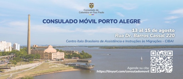 Consulado de Colombia en Sao Paulo realizará el Consulado Móvil en Porto Alegre del 13 al 15 de agosto de 2025