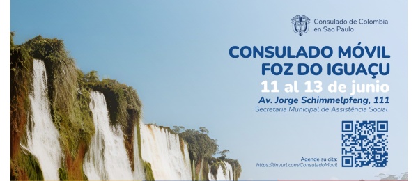 Consulado de Colombia en Sao Paulo realizará un Consulado Móvíl en Foz do Iguaçu, del 11 al 13 de junio de 2024